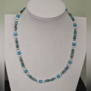 Artisan Turquoise and Pearl Beaded Necklace